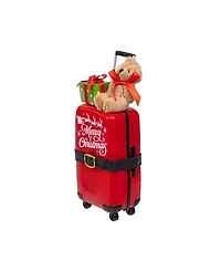 Kurt Adler 10.5-Inch Fabriche Santa with Luggage, 2-Piece Set