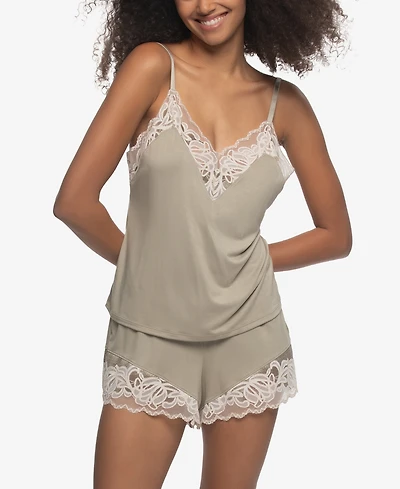 Felina Women's Regular Amelie Jersey Vintage Lace Cami with Shorts