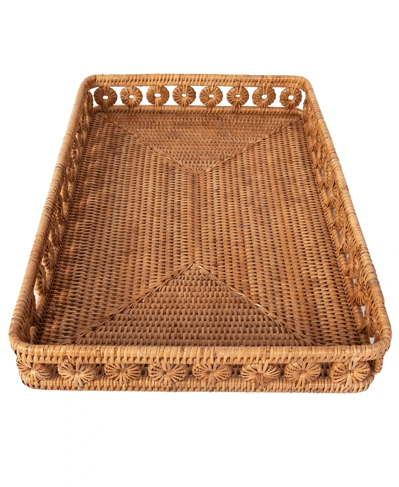 Artifacts Rattan Inna Design Rectangular Tray With Glass Insert
