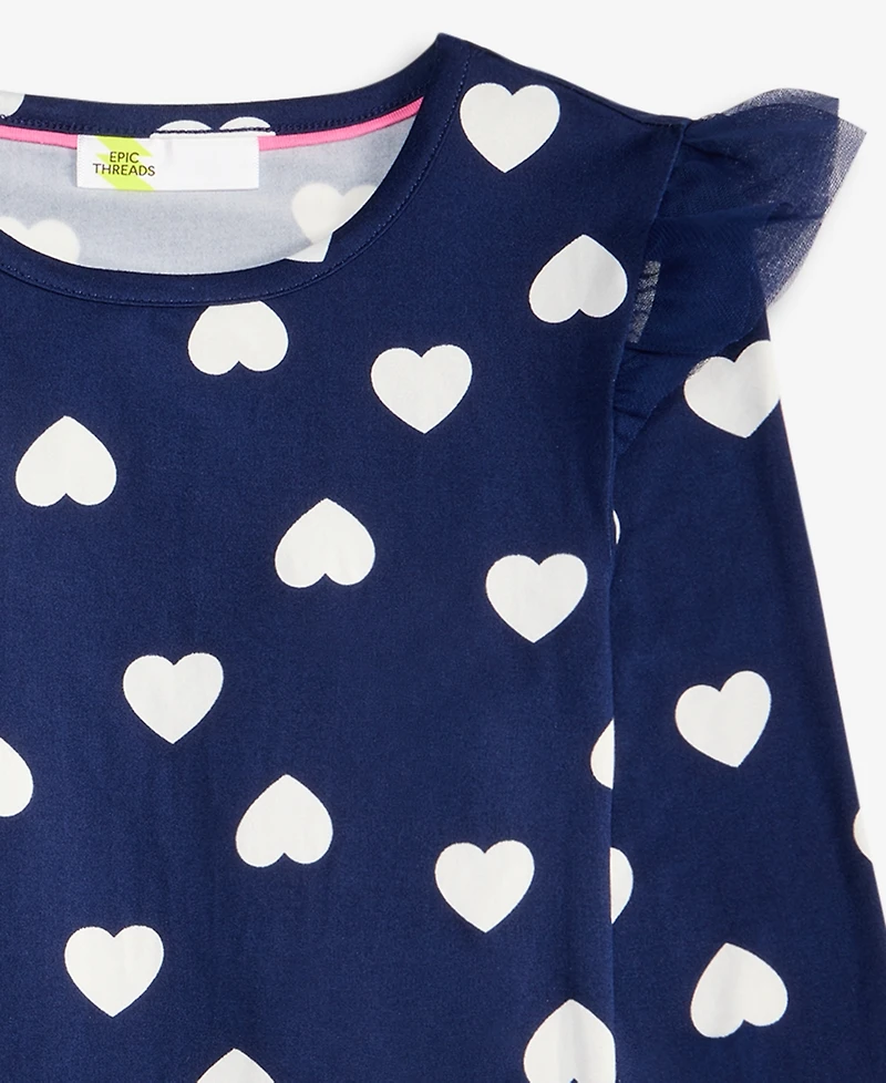 Epic Threads Girls 5-20 Long-Sleeve Heart-Print Ruffled Top, Macy's Exclusive