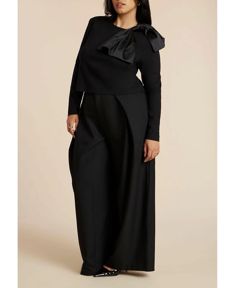 Eloquii Women's Strong Shoulder Top With Bow