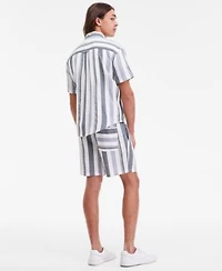 Sun Stone Mens Eilish Regular Fit 6 Striped Shorts Striped Short Sleeve Button Up Shirt Macys Exclusive