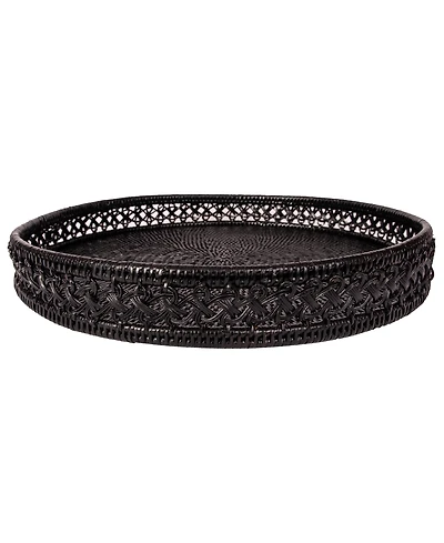 Artifacts Rattan Seca Design Round Tray 19" With Glass Insert