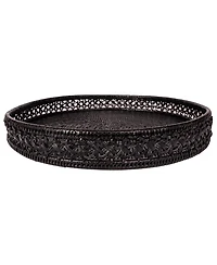 Artifacts Rattan Seca Design Round Tray 19" With Glass Insert