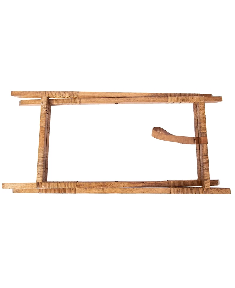 Artifacts Rattan Inna Design Butler Tray with Wooden Legs & Glass Insert