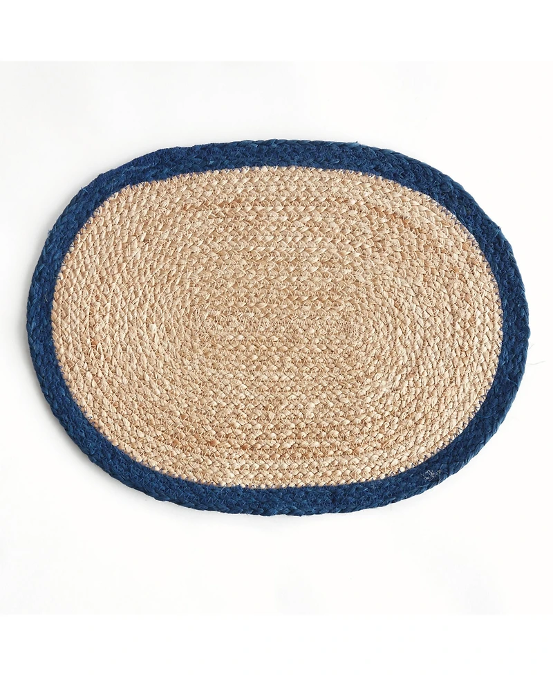 Jute Coil Oval Placemats, Set of 8 - Natural/Navy