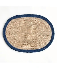 Jute Coil Oval Placemats, Set of 8 - Natural/Navy