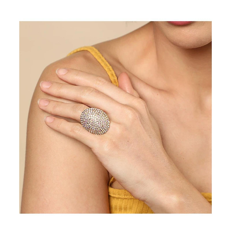 Sohi Women's Gold Plated Designer Stone Ring