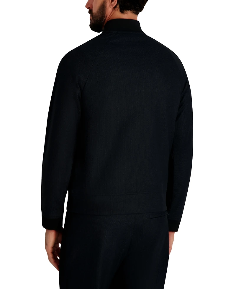Karl Lagerfeld Paris Men's Logo Patch Track Bomber Jacket