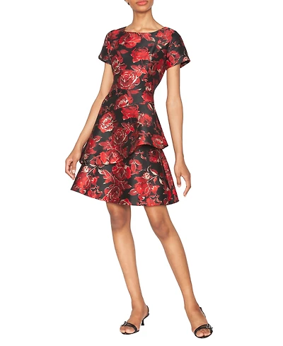 White Tie by Shani Women's Boat Neck Tiered Dress