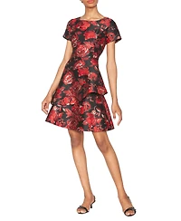 White Tie by Shani Women's Boat Neck Tiered Dress