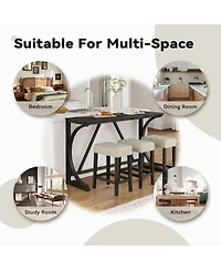 Boyel Living 4-Piece Bar Table and Chairs Set Tall Dining Table with Upholstered Bar Stool for Living Room Kitchen