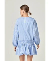 English Factory Women's Stripe ballon Mini Dress