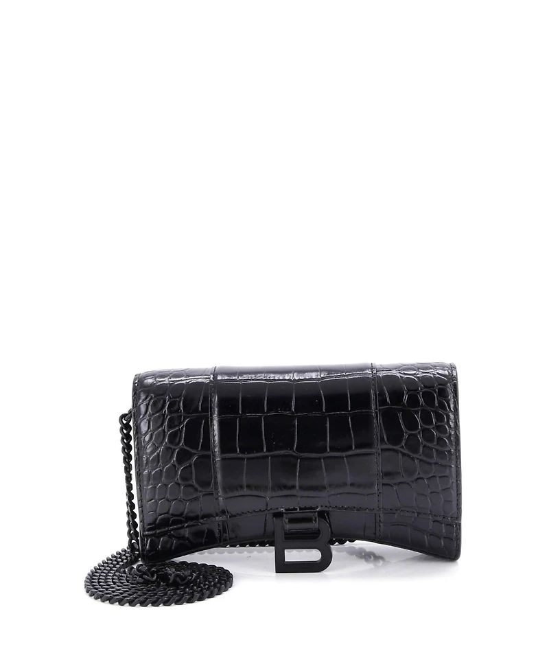Pre-Owned Balenciaga Hourglass Chain Wallet Embossed Leather