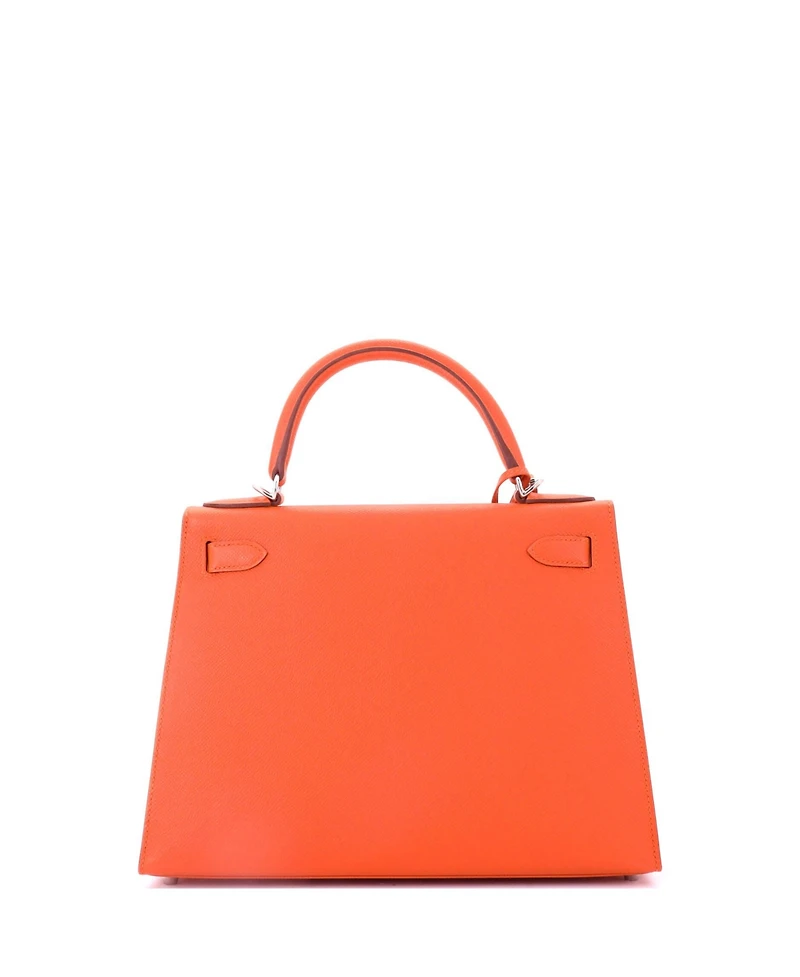 Pre-Owned HERMA‰S Kelly 28 Handbag Orange Epsom with Palladium Hardware
