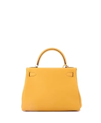 Pre-Owned Hermes Kelly 28 Handbag Yellow Togo with Palladium Hardware