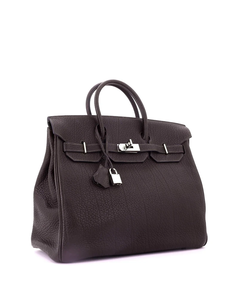Pre-Owned Hermes Hac 32 Handbag Brown Fjord with Palladium Hardware
