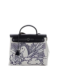 Pre-Owned Hermes 31 Herbag Zip Pegase Pop Toile and Leather