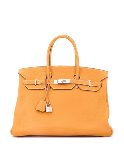 Pre-Owned HERMA‰S Birkin 35 Handbag Yellow Togo with Palladium Hardware