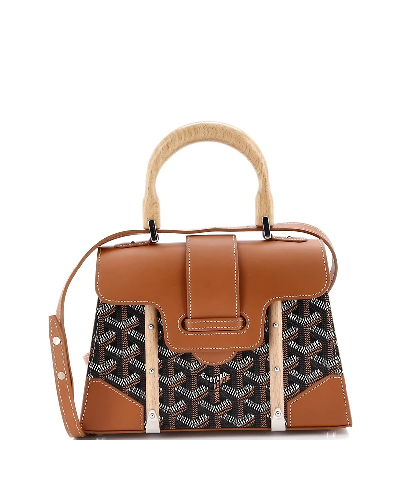 Pre-Owned Goyard Mini Structured Saigon Top Handle Bag Coated Canvas with Leather