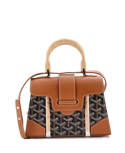 Pre-Owned Goyard Mini Structured Saigon Top Handle Bag Coated Canvas with Leather