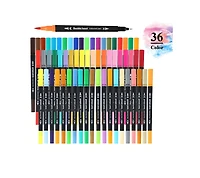 Htutwoo 36 Colors Dual Brush Marker Pens, Marker Set, Artist Fine and Brush Tip Markers For Kids Adult coloring books, Drawing Art Supplies Kit