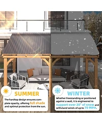 Aecojoy 14' x 10' Outdoor Wooden Gazebo, Patio Lean to Hardtop Pergolas and Gazebos