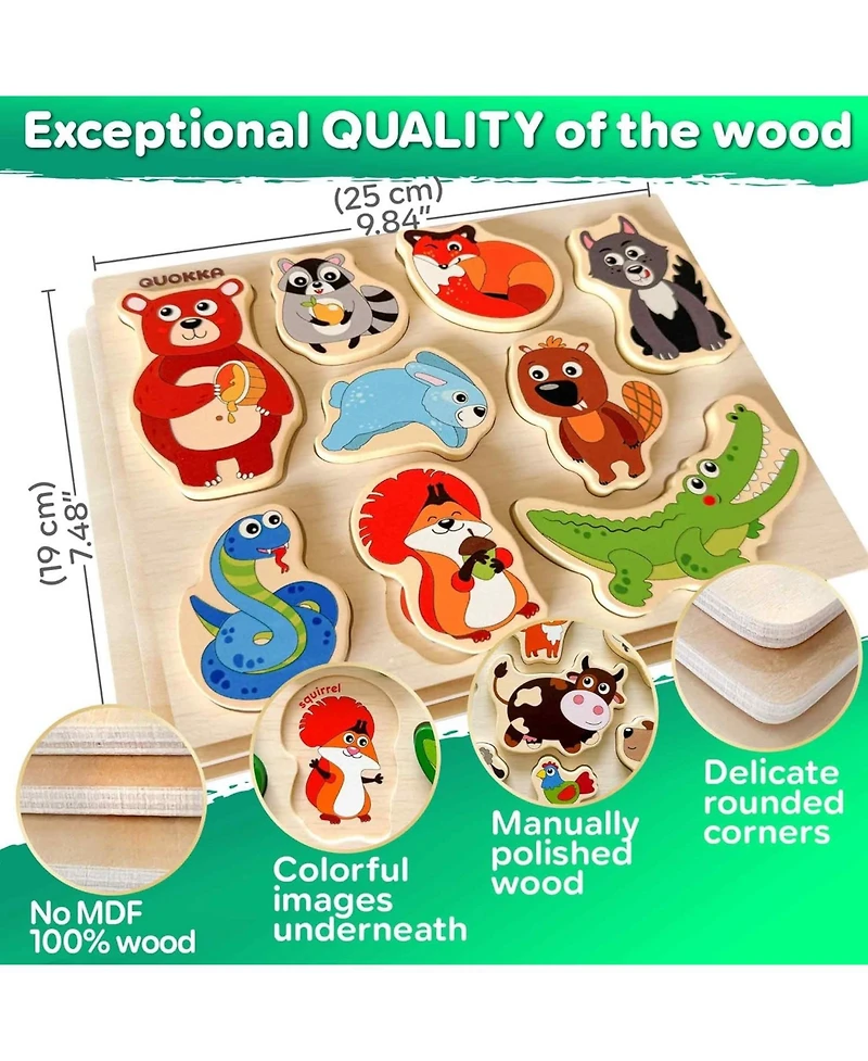 Quokka 3x25 Pcs Chunky Wooden Puzzles for Toddlers 2-4 Ages