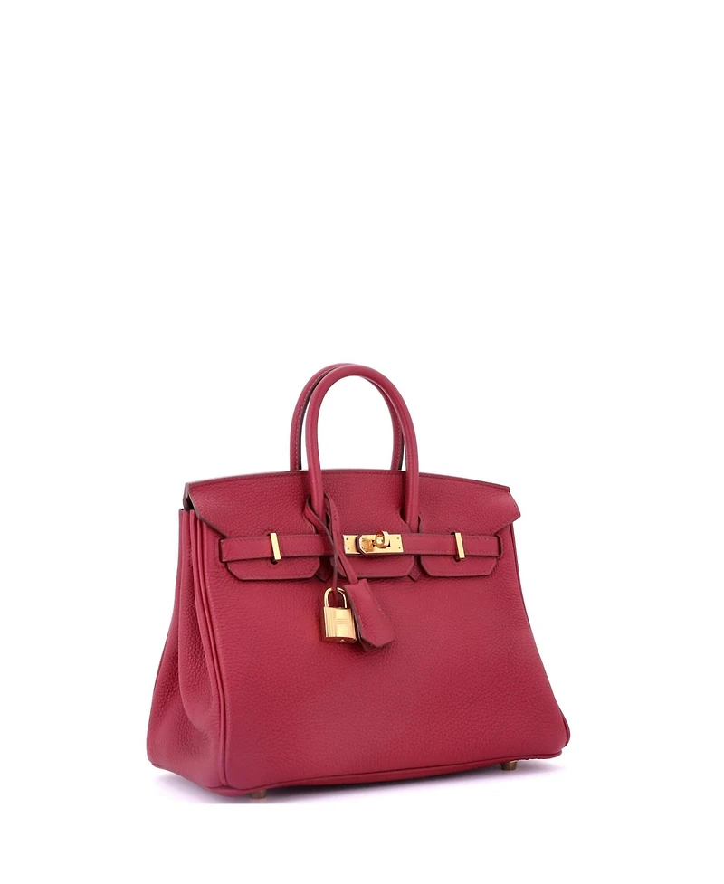 Pre-Owned HERMA‰S Birkin 25 Handbag Red Togo with Gold Hardware