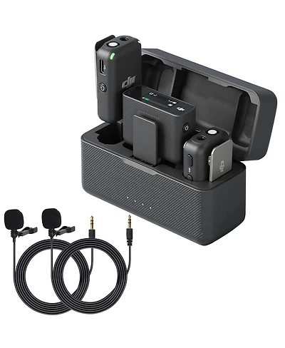 Dji Dji Mic (2 Tx + 1 Rx + Charging Case), Wireless Lavalier Microphone, 820 ft.)Range, 15hr Battery, Wireless Microphone for Pc, iPhone, Android,