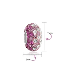Bling Jewelry Set of 2 Light Pink Magenta Crystal Bead Charm Spacer for European Bracelet Sterling Silver