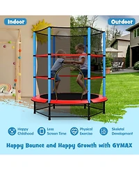 Gymax 55'' Mini Trampoline for Kids w/ Safety Enclosure Net & Seamless Design
