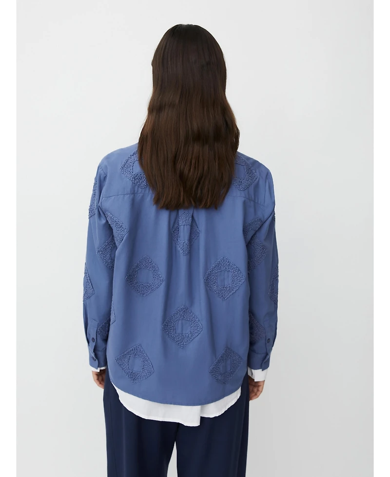 Masai Copenhagen Women's 100% Cotton Long Sleeve Collared Shirt