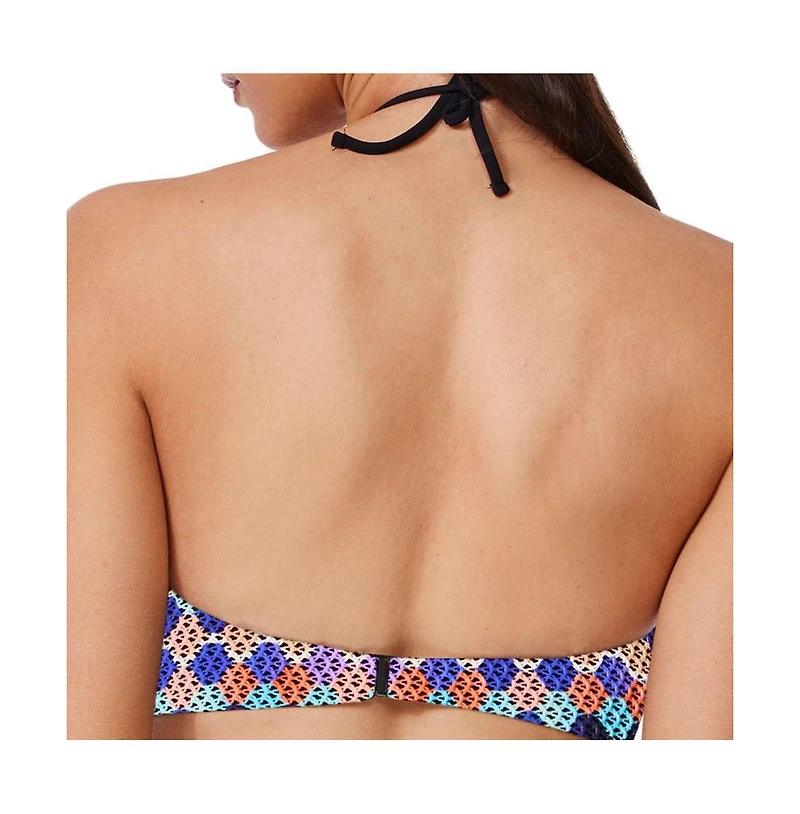 Profile by Gottex Women's Retro Riviera Bandeau Halter Netted Crochet Bikini Top