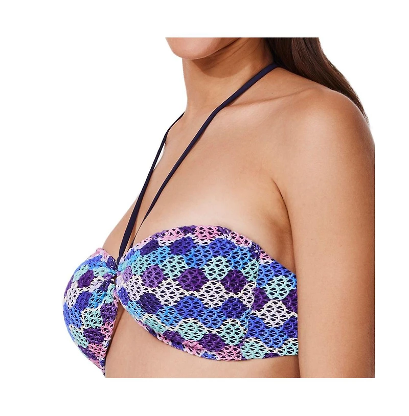 Profile by Gottex Women's Retro Riviera Bandeau Halter Netted Crochet Bikini Top
