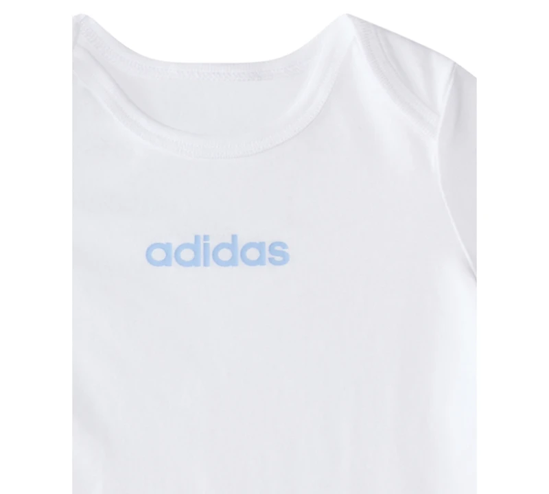 adidas Baby Boys 3-Piece Printed Long Sleeve Bodysuit, Short Bodysuit and Pants Set