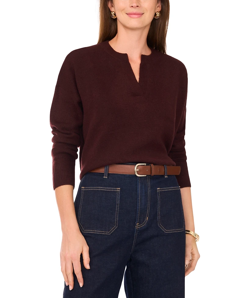 Vince Camuto Women's Cozy V-Neck Dropped-Shoulder Sweater