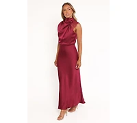 Petal and Pup Women's Anabelle Halter Neck Lace Maxi Dress - Berry