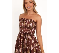 Petal and Pup Women's Angelique Strapless Maxi Dress - Brown Floral