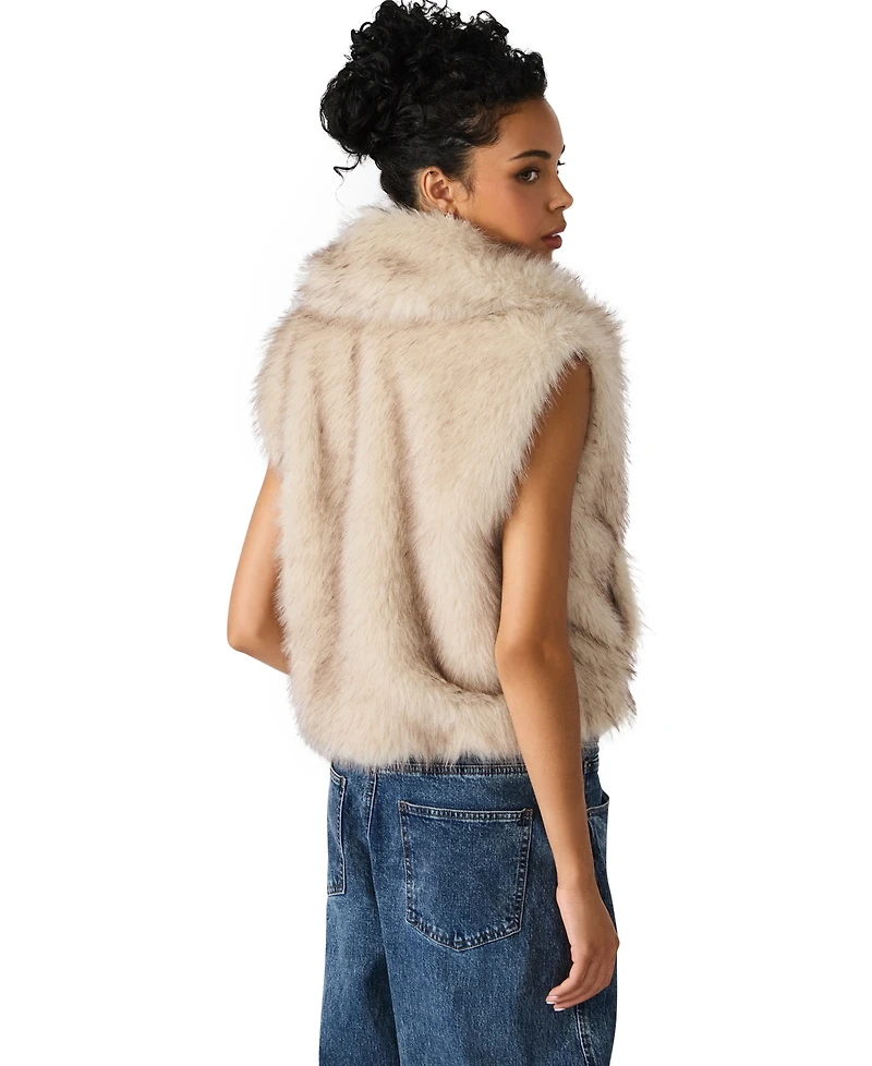 Steve Madden Women's Safira Faux Fur Collared Vest