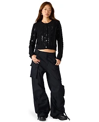 Steve Madden Women's Braided Sequin Cable Knit Cardigan