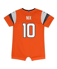 Nike Baby Boys and Girls Bo Nix Orange Denver Broncos Game Romper Jersey