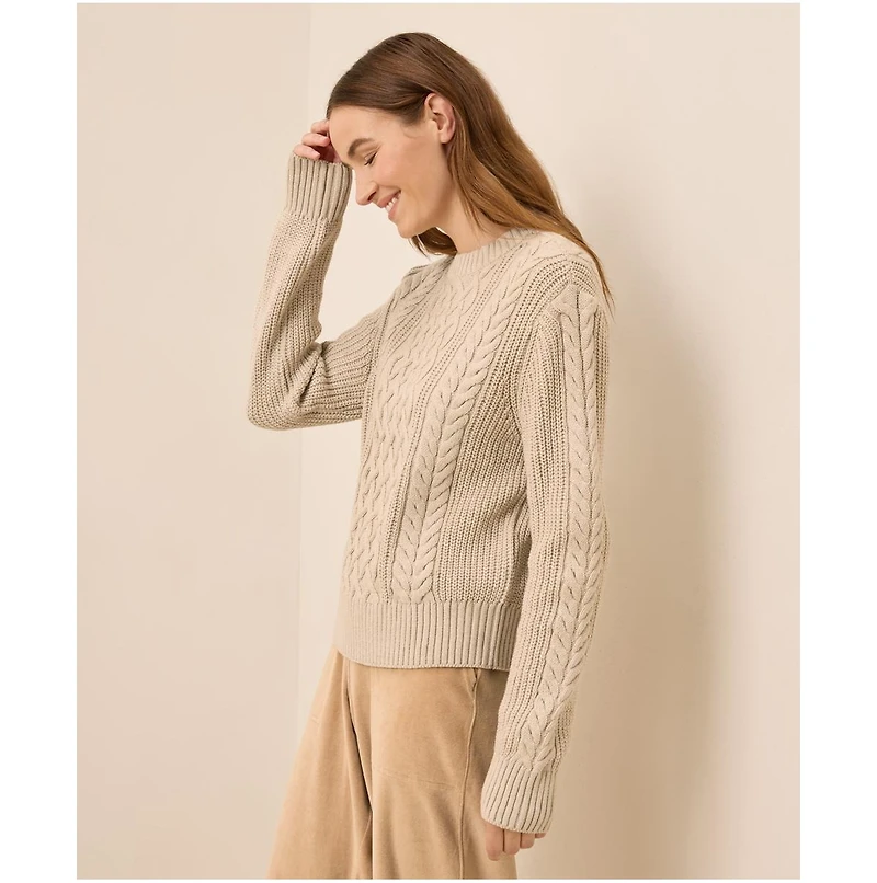 Pact Women's Cable Knit Crew Sweater