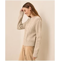 Pact Women's Cable Knit Crew Sweater