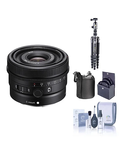 Sony Fe 24mm f/2.8 G Lens for Sony E, Bundle with Veo 3 Go 235AB 23mm 5-Section Aluminum Travel Tripod with T-50 Ball Head, 49mm Filter Kit, Cleaning