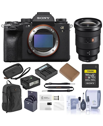 Sony Sony Alpha 1 Full Frame Camera Bundle with 16-35mm f/2.8 Lens, 160GB Cfexpress Card, Backpack, Strap, 2x Extra Battery, Charger, 82mm Filters,