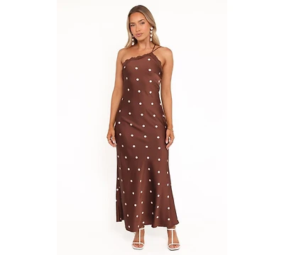 Petal and Pup Women's Anika Maxi Dress - Brown Polka Dot