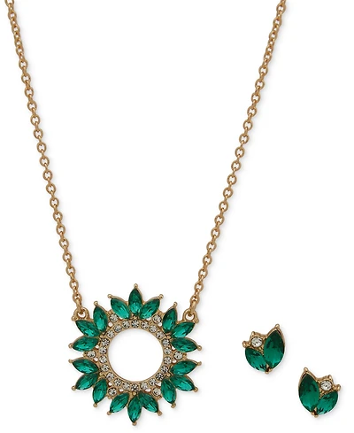 Anne Klein 2-Pc. Siam Gold-Tone Open Cluster Pendant Necklace and Earrings Set