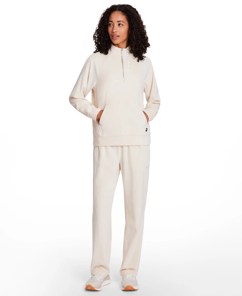 Reebok Women's New Heritage Velour Half Zip Collared Top