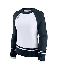 Wear by Erin Andrews Women's White/Navy Chicago Bears Color Block Raglan Sweater